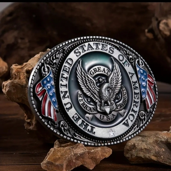 New men's patriotic American Flag belt buckle - Picture 2 of 4